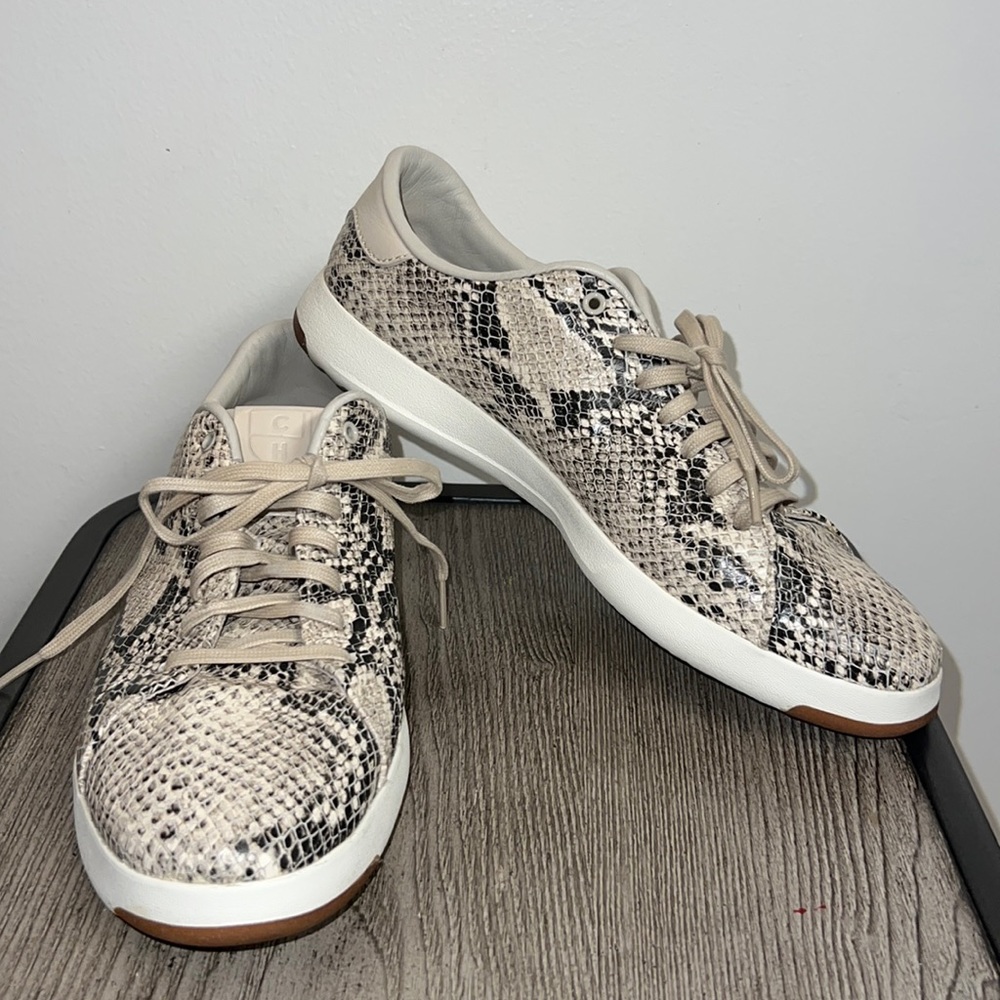 Cole Haan Grandpro Faux Snake skin Sneakers Tan Beige Brown Size 10.5 W02894